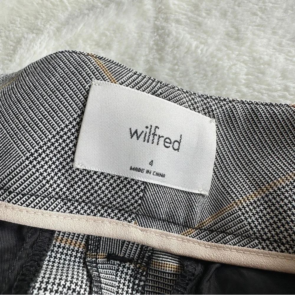 Wilfred Tie-Front Check Gray Plaid Cropped High-Waist Pants S (4)